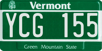 VT license plate YCG155