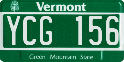 VT license plate YCG156