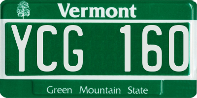 VT license plate YCG160