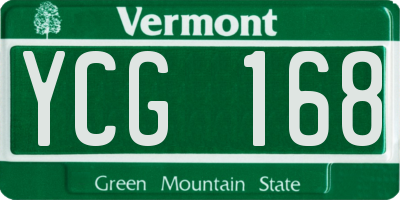 VT license plate YCG168