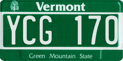 VT license plate YCG170