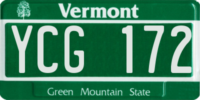 VT license plate YCG172