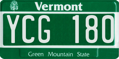 VT license plate YCG180