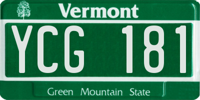 VT license plate YCG181