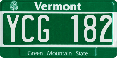 VT license plate YCG182