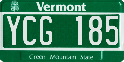 VT license plate YCG185