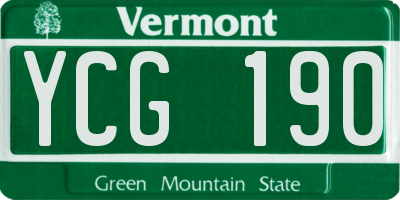 VT license plate YCG190