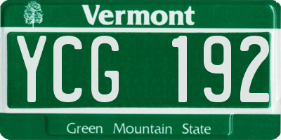 VT license plate YCG192