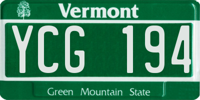 VT license plate YCG194
