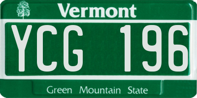 VT license plate YCG196