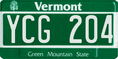 VT license plate YCG204