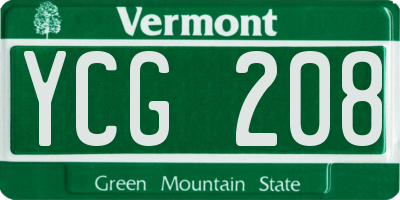 VT license plate YCG208