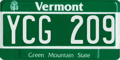 VT license plate YCG209