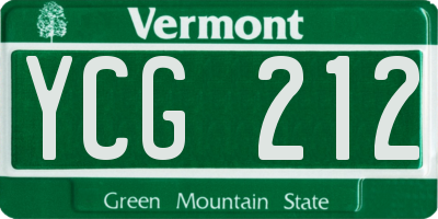 VT license plate YCG212