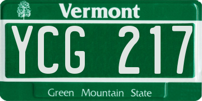 VT license plate YCG217