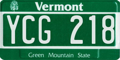 VT license plate YCG218