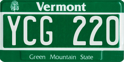 VT license plate YCG220