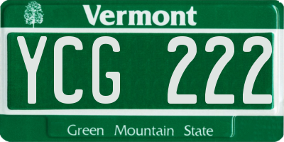 VT license plate YCG222