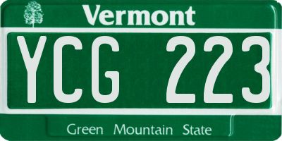 VT license plate YCG223