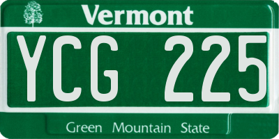 VT license plate YCG225