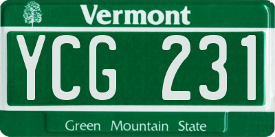 VT license plate YCG231