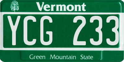 VT license plate YCG233