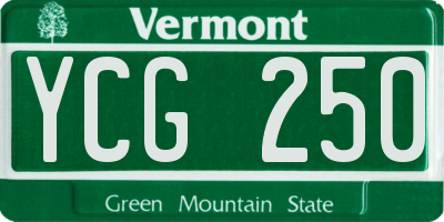 VT license plate YCG250