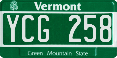 VT license plate YCG258