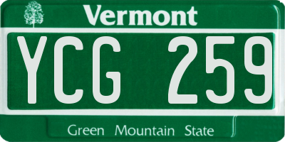 VT license plate YCG259