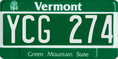 VT license plate YCG274