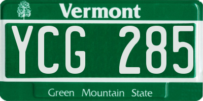 VT license plate YCG285