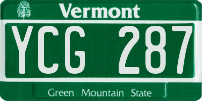 VT license plate YCG287