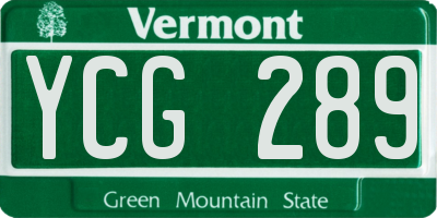 VT license plate YCG289