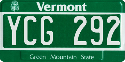 VT license plate YCG292