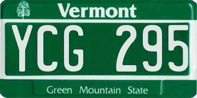 VT license plate YCG295