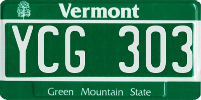 VT license plate YCG303