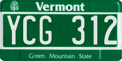 VT license plate YCG312