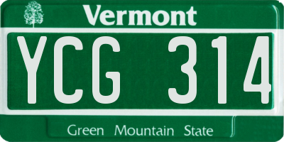 VT license plate YCG314