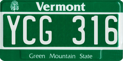 VT license plate YCG316