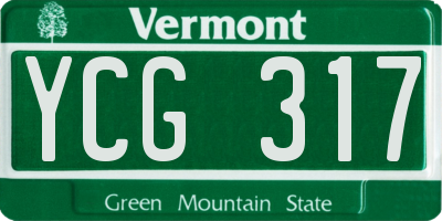 VT license plate YCG317