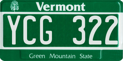 VT license plate YCG322