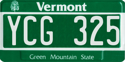 VT license plate YCG325