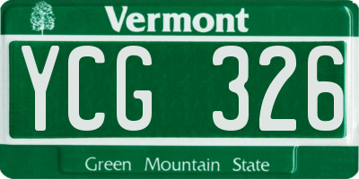 VT license plate YCG326