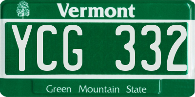 VT license plate YCG332