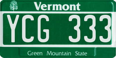 VT license plate YCG333