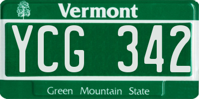 VT license plate YCG342