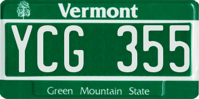 VT license plate YCG355