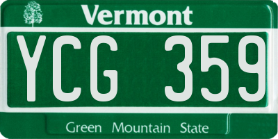VT license plate YCG359