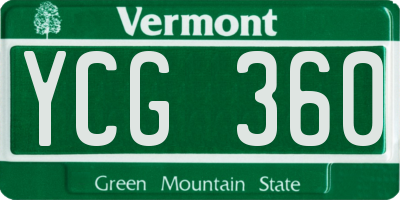 VT license plate YCG360