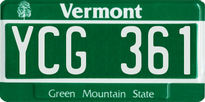 VT license plate YCG361